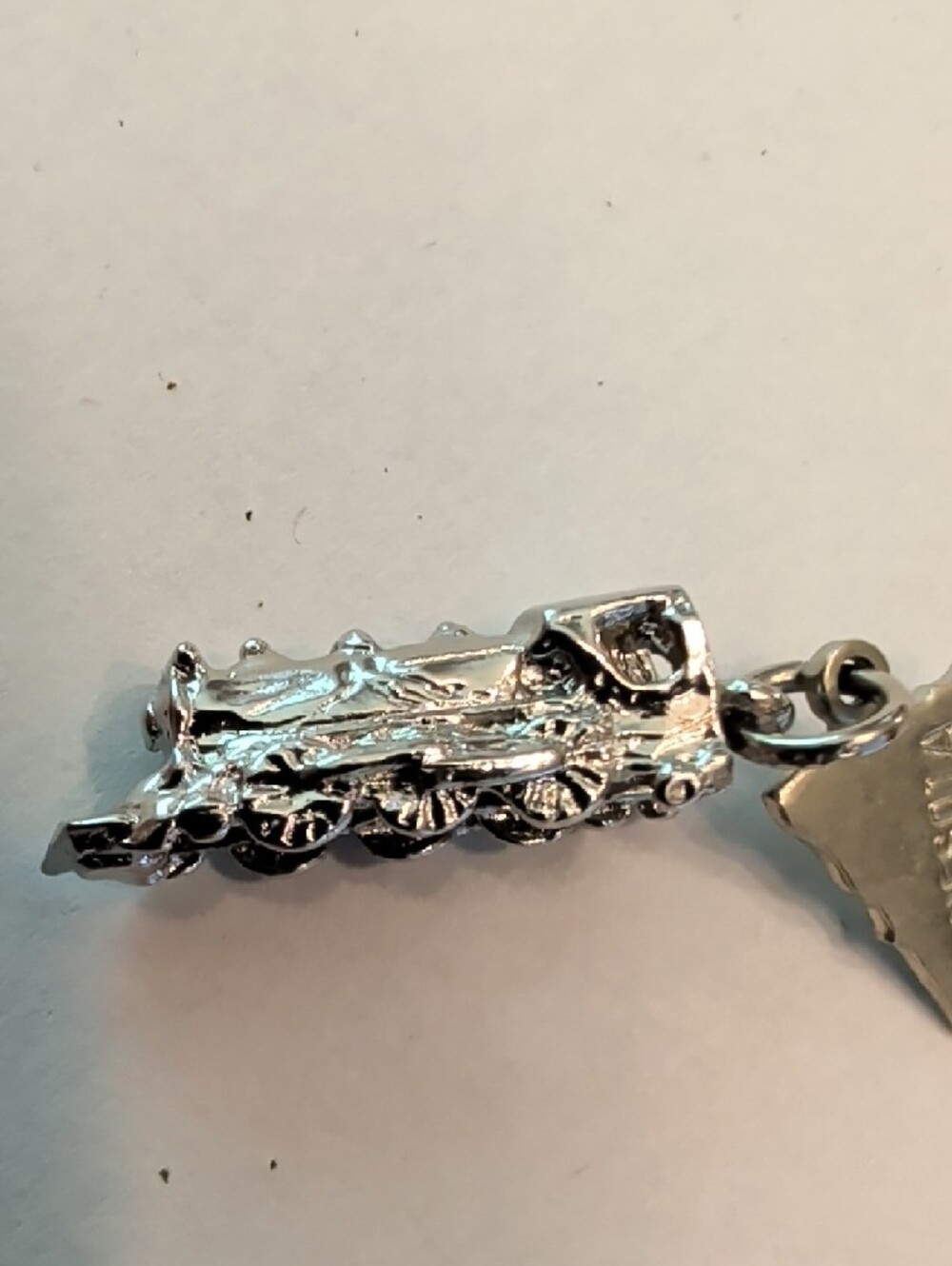 Vintage Silver Tone Minnesota Train Charm with Tag - Picture 2 of 5